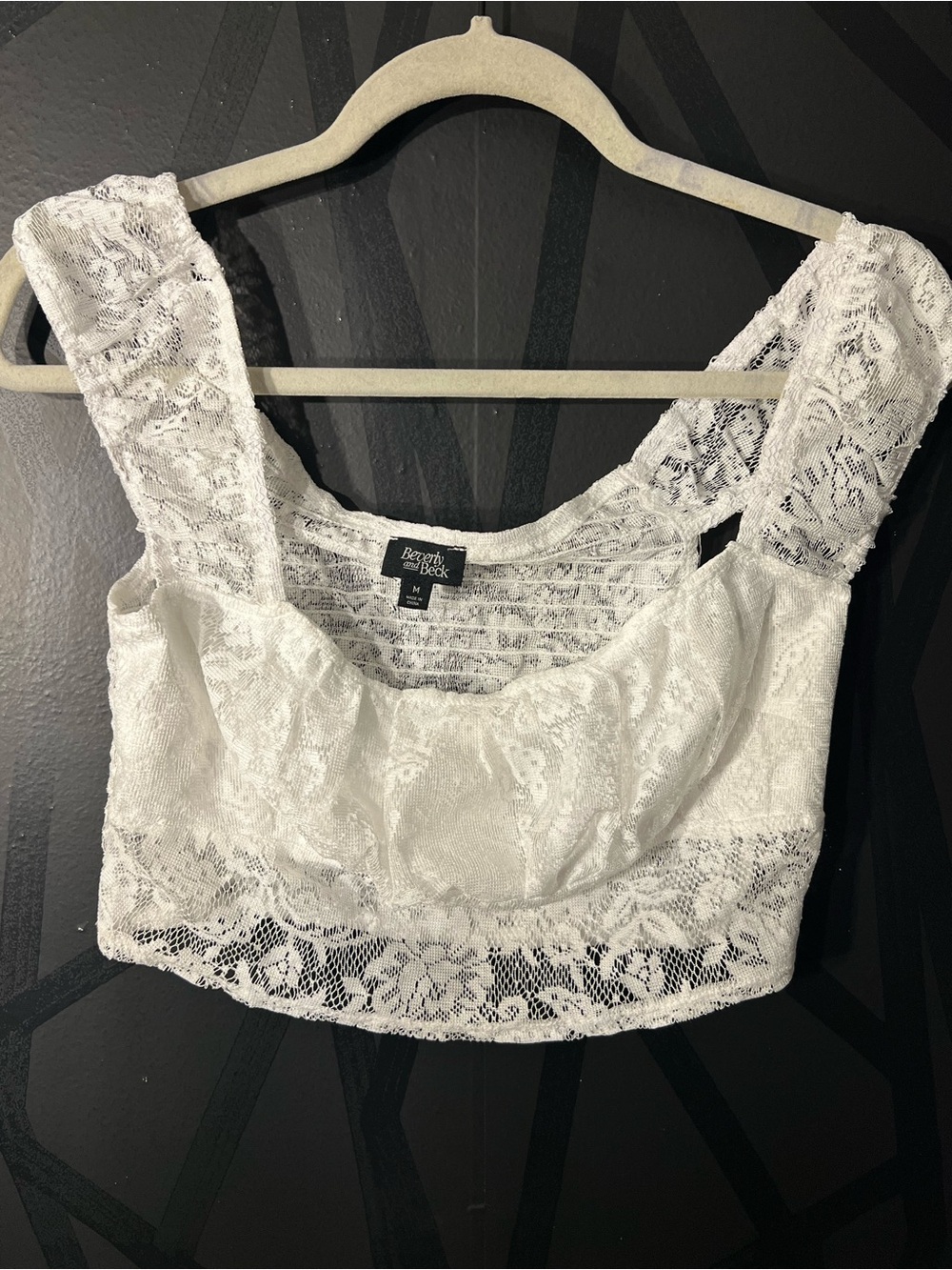 NWT Beverly & Beck White Lace Corset Crop Top Medium Coquette